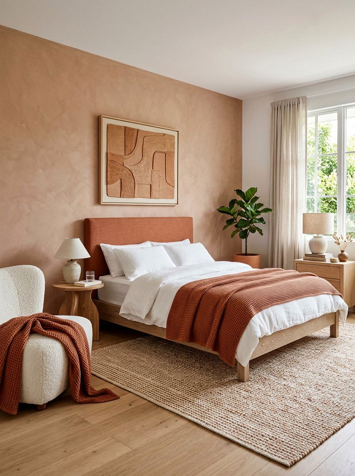 Textured terracotta and white bedroom - 30 terracotta and white bedroom ideas