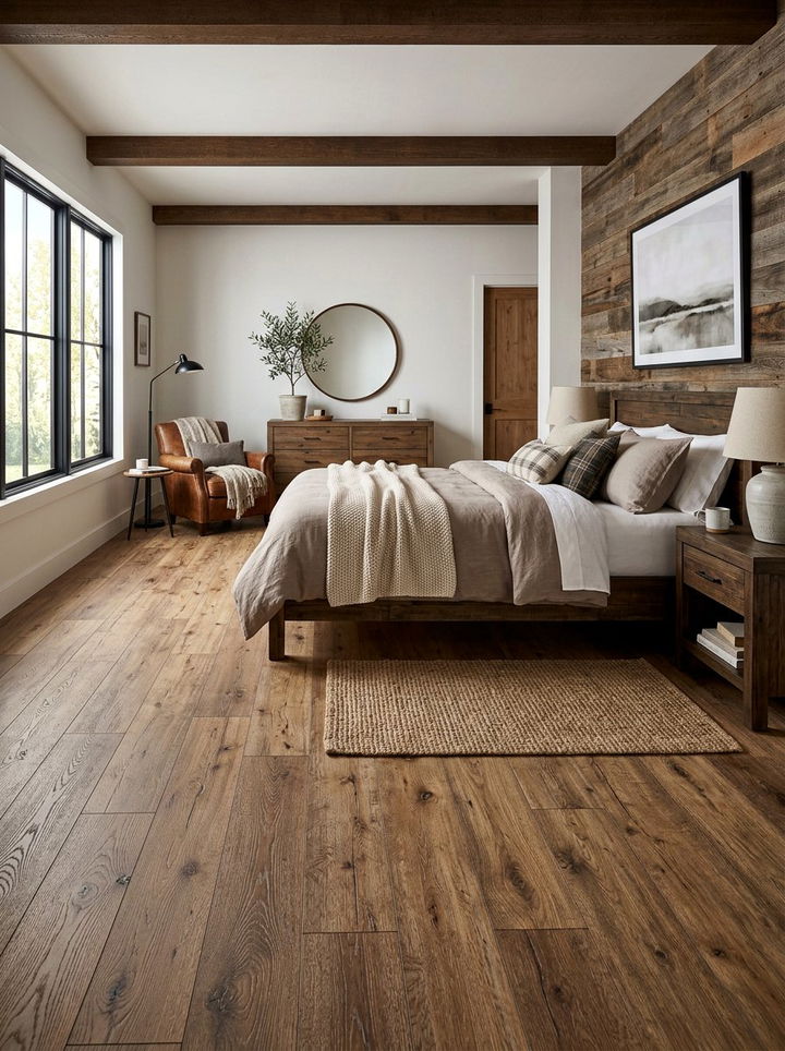 Textured wood bedroom laminate - 30 bedroom laminate flooring ideas