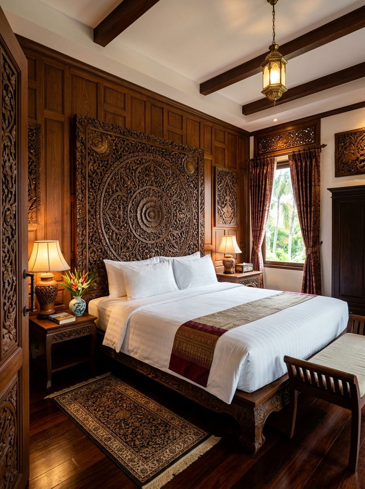 Thai Carved Wood Bedroom - 30 Thai bedroom ideas