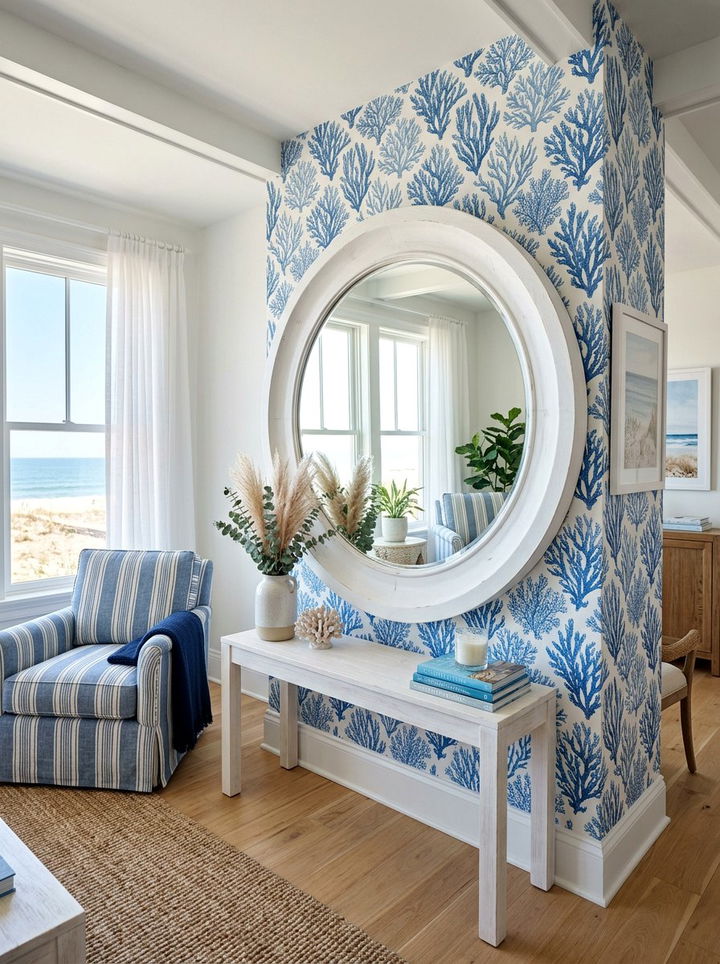 Thick White Framed Round Mirror - 30 bedroom round mirrors