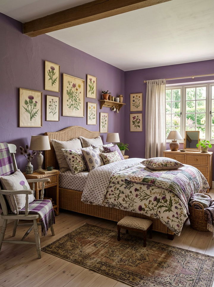 Thistle Purple Cottage Bedroom - 30 purple bedroom ideas