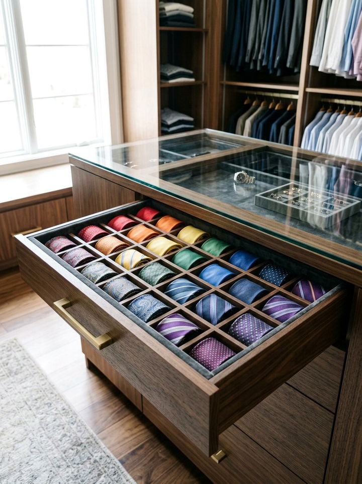 Tie Drawer Divider - 30 bedroom tie storage ideas