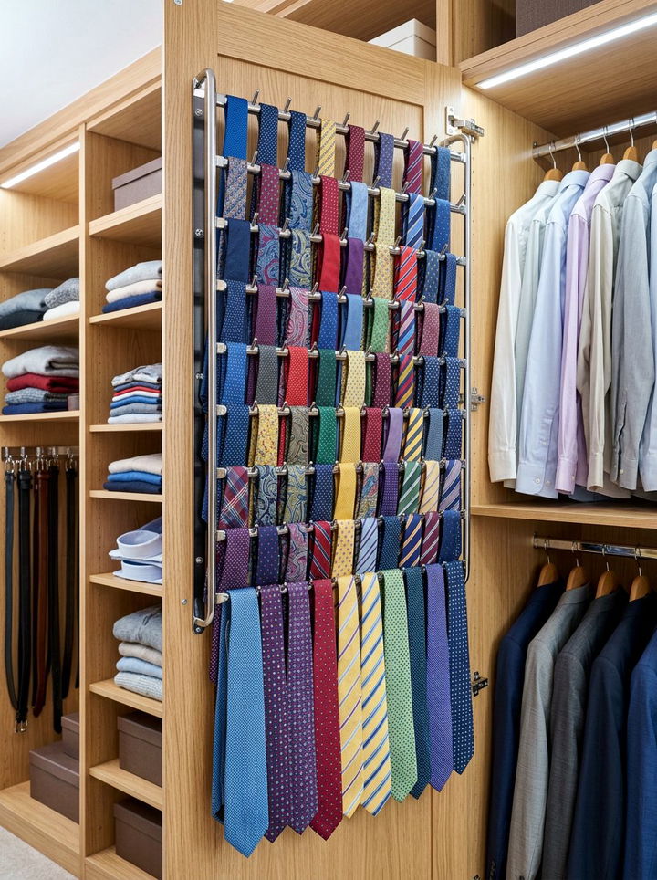 Tie Rack Organizer - 30 bedroom closet organizers