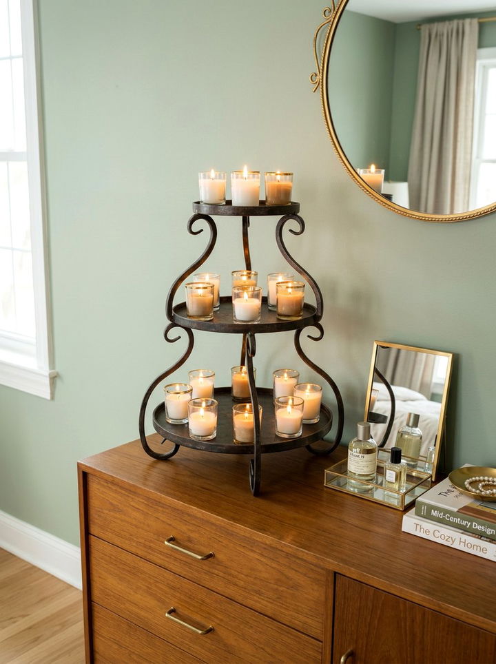 Tiered Candle Stand - 30 bedroom candle ideas