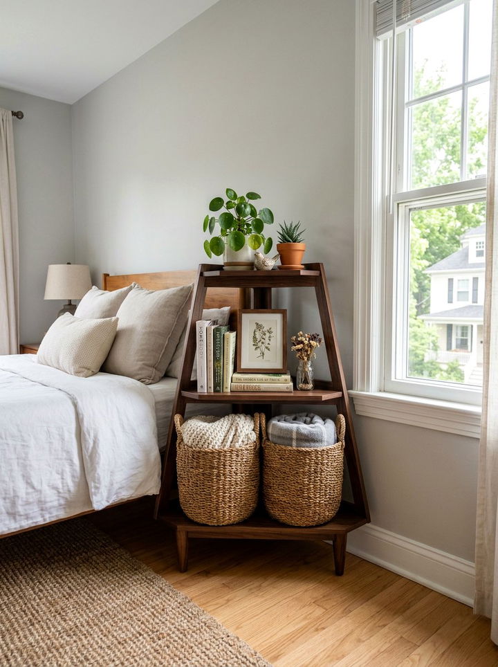 Tiered Corner Stand - 30 bedroom corner shelving ideas