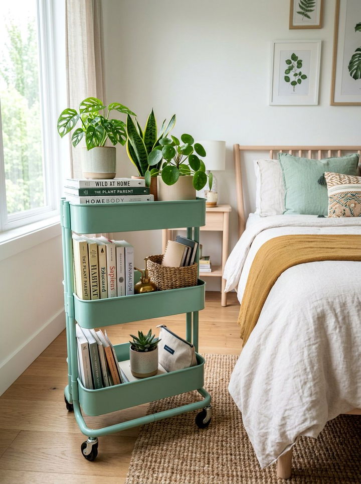 Tiered Rolling Cart - 30 bedroom small space solutions