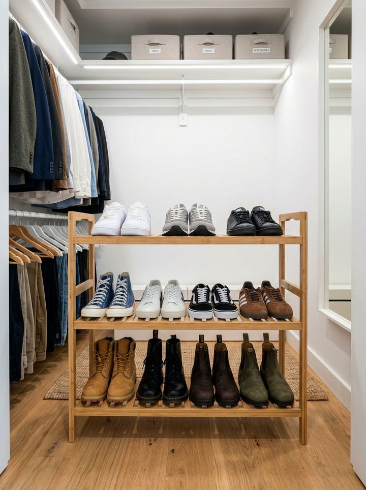 Tiered Shoe Rack - 30 bedroom storage ideas
