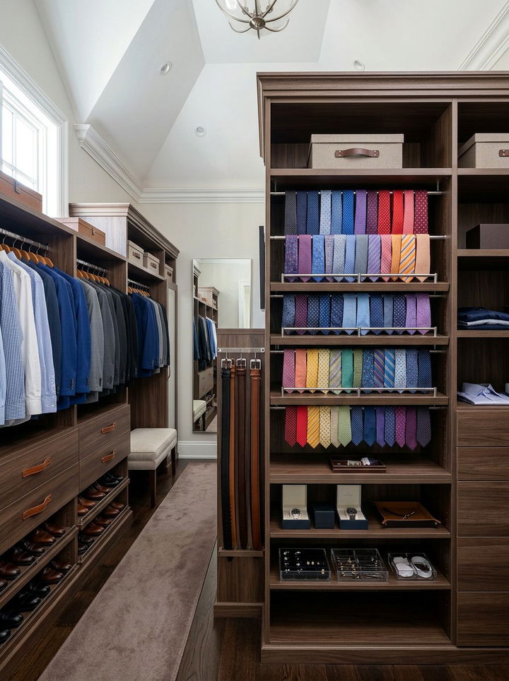 Tiered Tie Organizer - 30 bedroom tie storage ideas