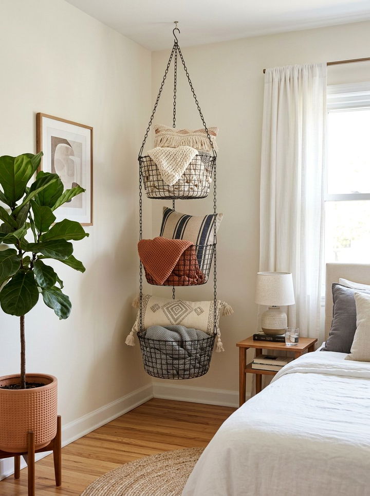 Tiered Wire Basket - 30 bedroom hanging organizers