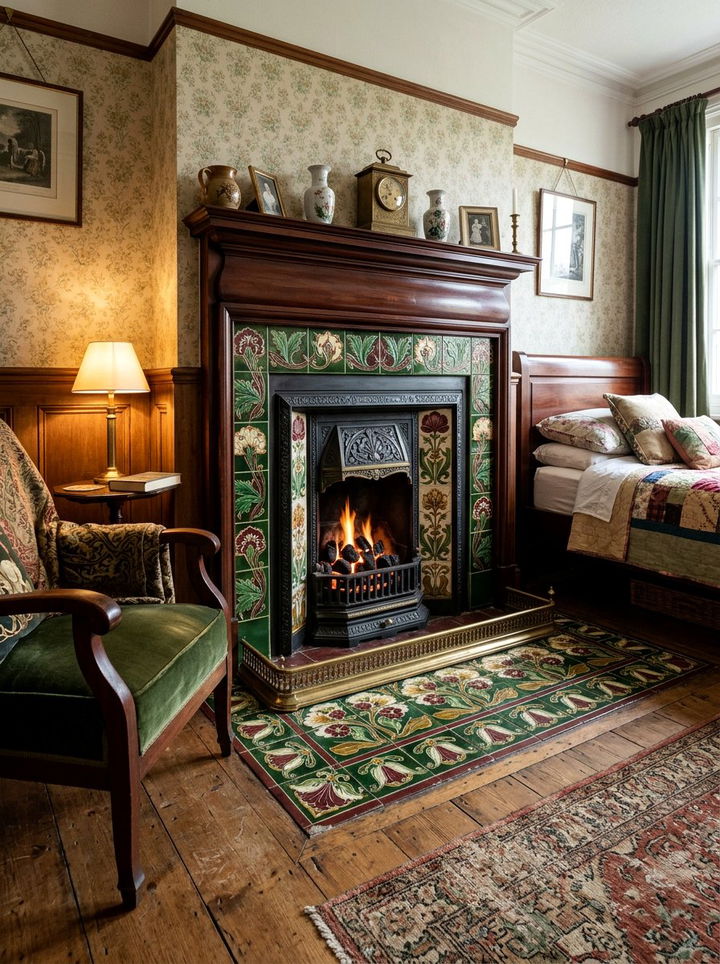 Tiled Fireplace Hearth - 30 Edwardian bedroom ideas