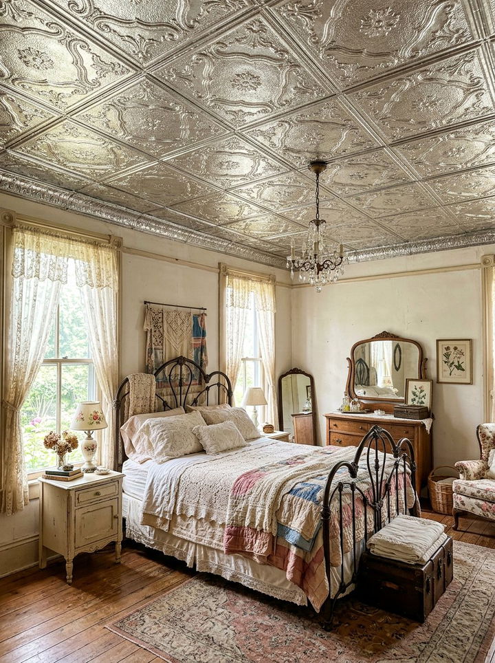 Tin Tile Ceiling - 30 bedroom ceiling design ideas