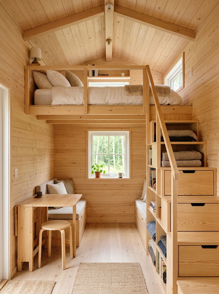 Tiny house bedroom layout with loft bed - 30 bedroom floor plan ideas