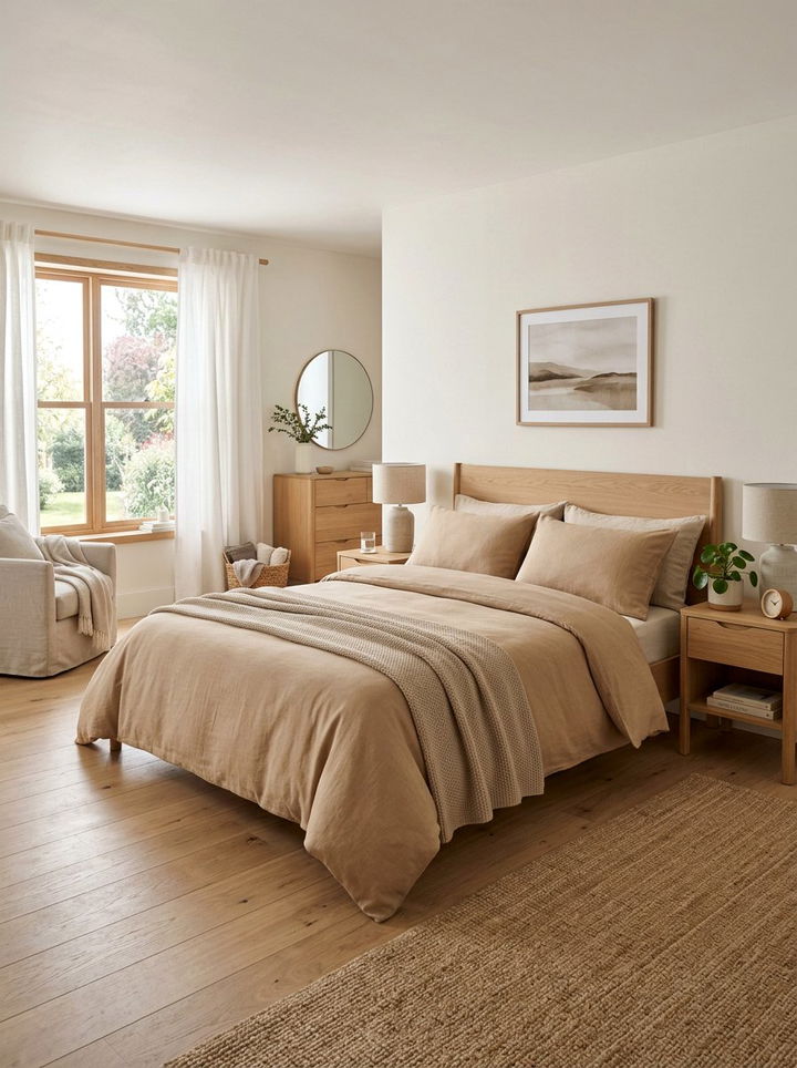Toasted Almond Bedding - 30 warm toned bedroom ideas