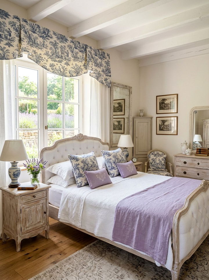 Toile Print Valance - 30 bedroom window valances