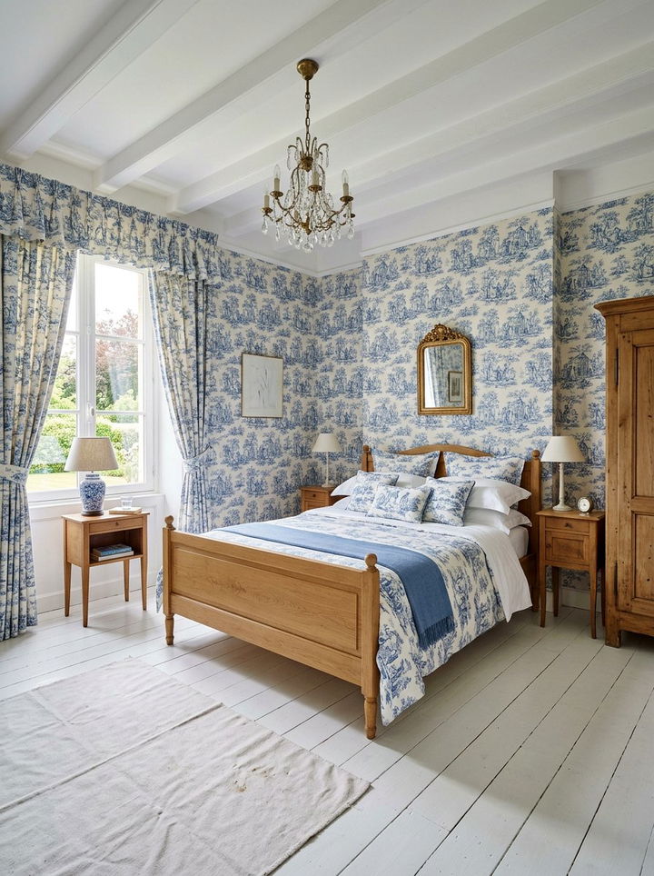 Toile de Jouy bedroom - 30 French bedroom ideas