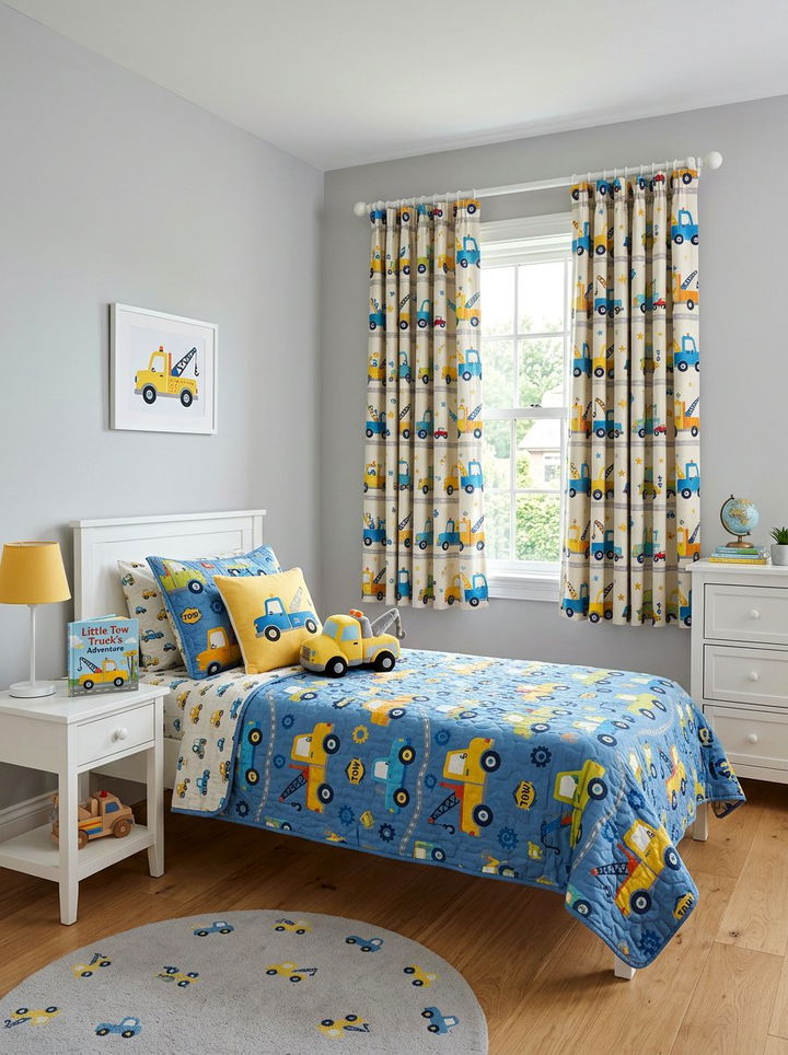 Tow Truck Curtains - 30 truck bedroom ideas