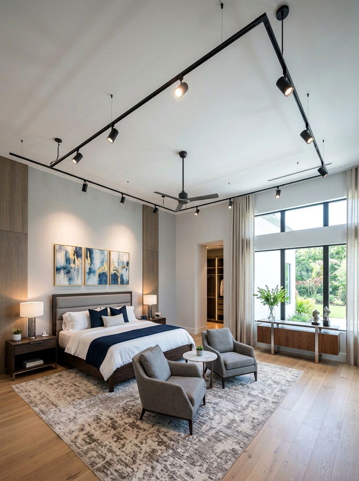 Track Lighting Rail - 30 bedroom ambient lighting ideas