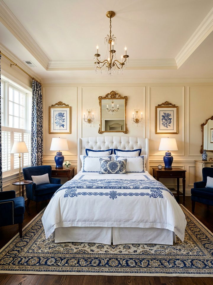 Traditional Blue White Bedroom - 30 cobalt and white bedroom ideas
