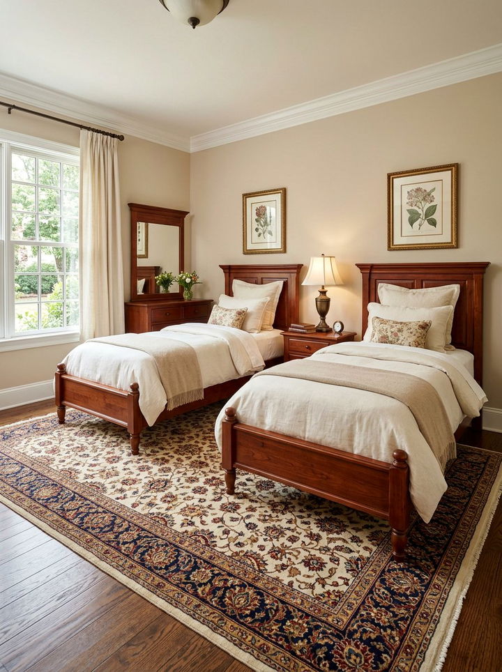 Traditional Cherry Wood Twin Bed Set - 30 twin bedroom sets