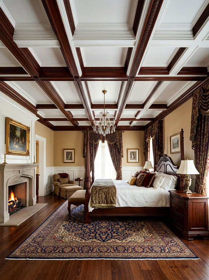 Traditional Coffered Ceiling Bedroom - 30 high ceiling bedroom ideas