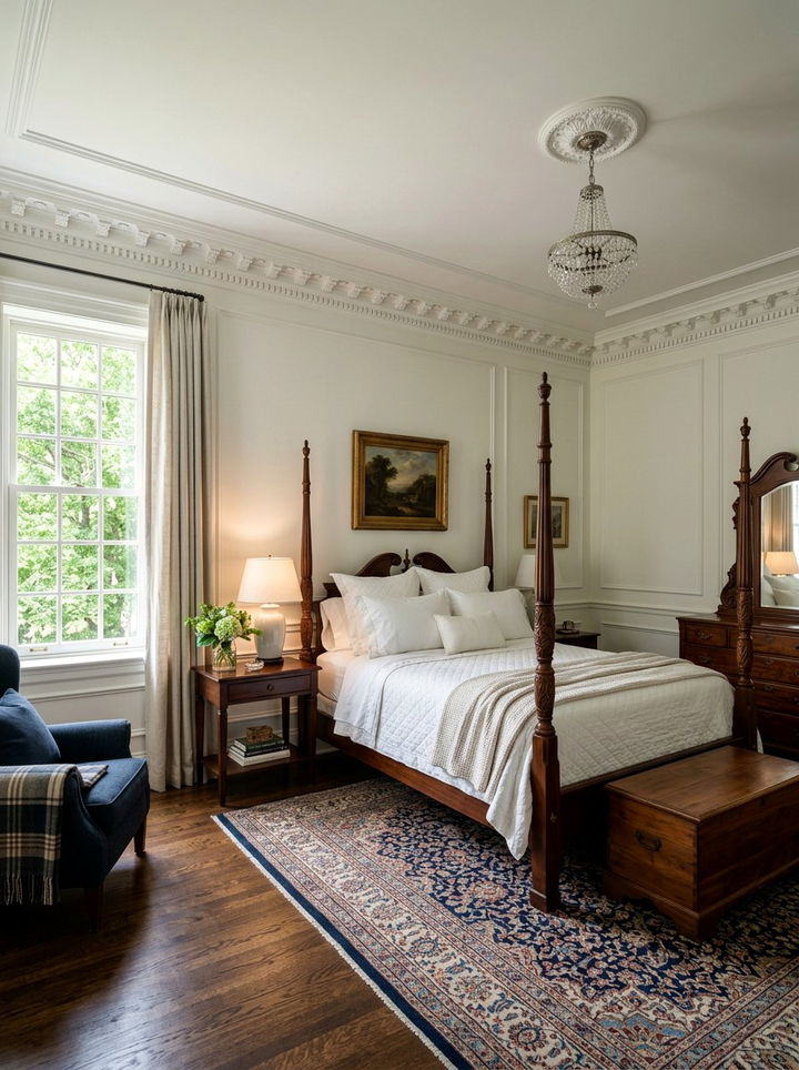 Traditional Crown Molding - 30 traditional white bedroom ideas