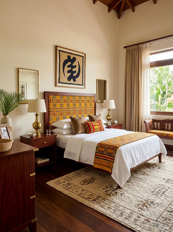 Traditional Kente Cloth Decor - 30 African bedroom ideas