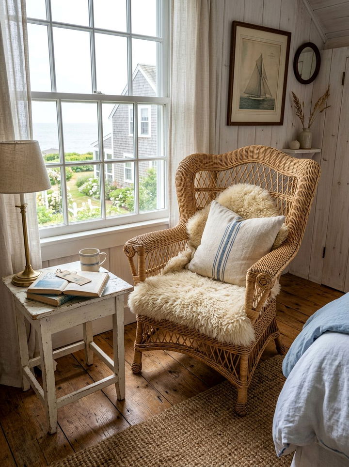 Traditional Wicker Chair - 30 vintage bedroom ideas