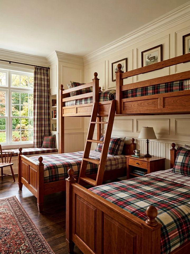 Traditional Wood Quad Bunks - 30 quadruple bedroom ideas