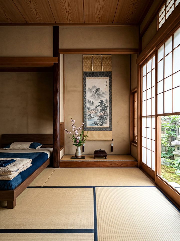 Traditional kakejiku scroll - 30 Japanese bedroom ideas