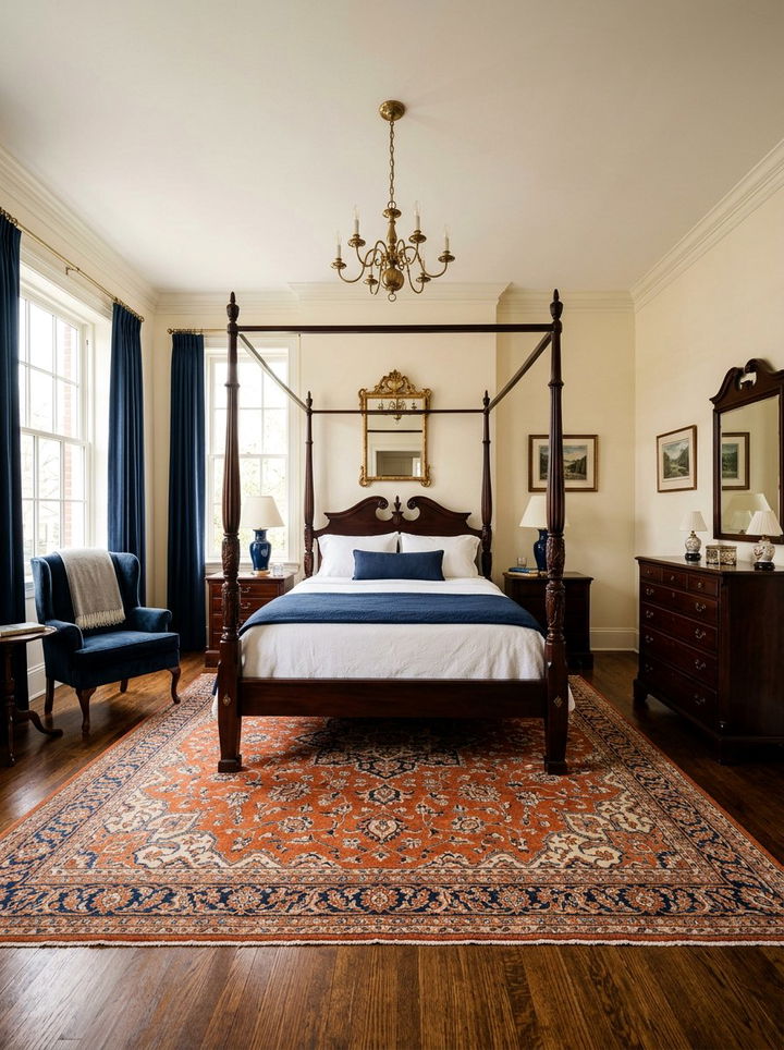 Traditional navy and orange bedroom - 30 burnt orange and navy bedroom ideas