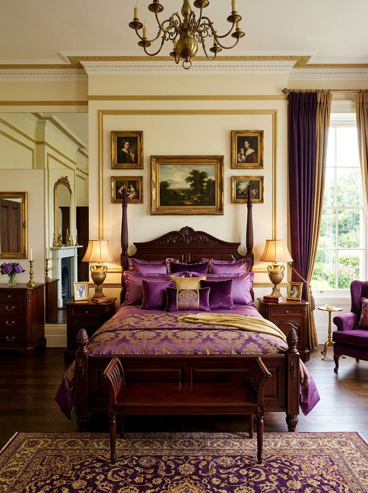 Traditional purple gold bedroom - 30 purple and gold bedroom color combo