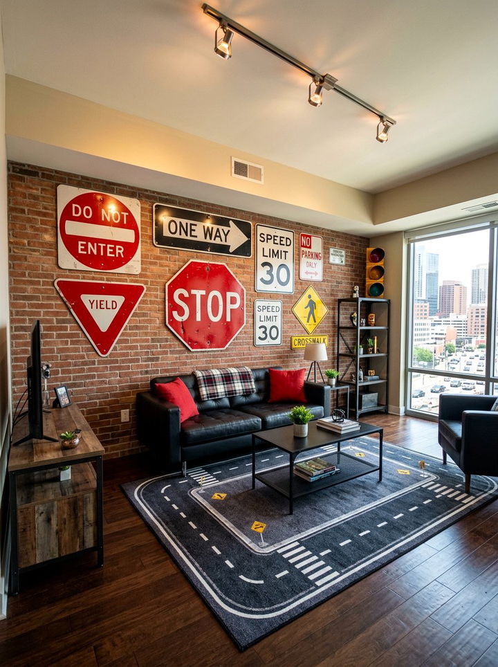 Traffic Sign Wall Decor - 30 truck bedroom ideas