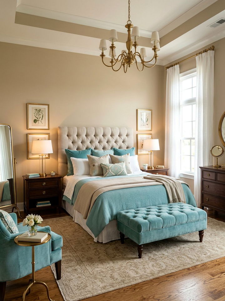 Transitional Aqua Bedroom - 30 aqua bedroom ideas