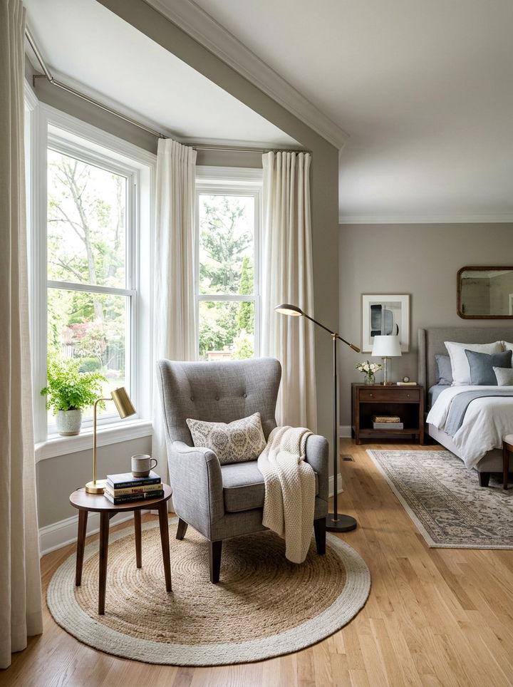 Transitional Bedroom Bay Window Armchair - 30 bedroom bay window ideas