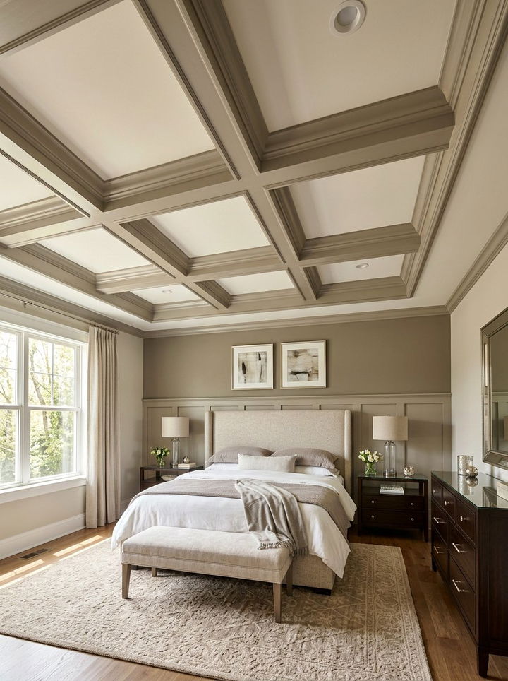 Transitional Bedroom Coffered Ceiling - 30 bedroom coffered ceiling designs