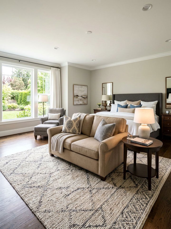 Transitional Bedroom With Upholstered Loveseat - 30 bedroom loveseats