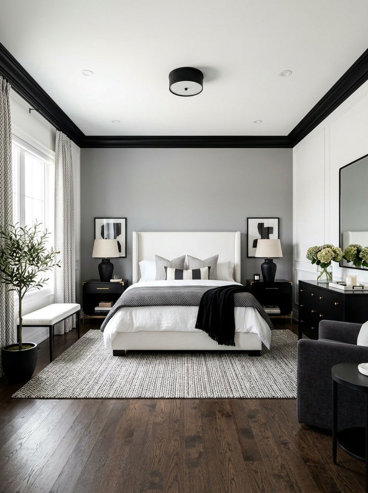 Transitional Black And White Bedroom - 30 black and white bedroom ideas