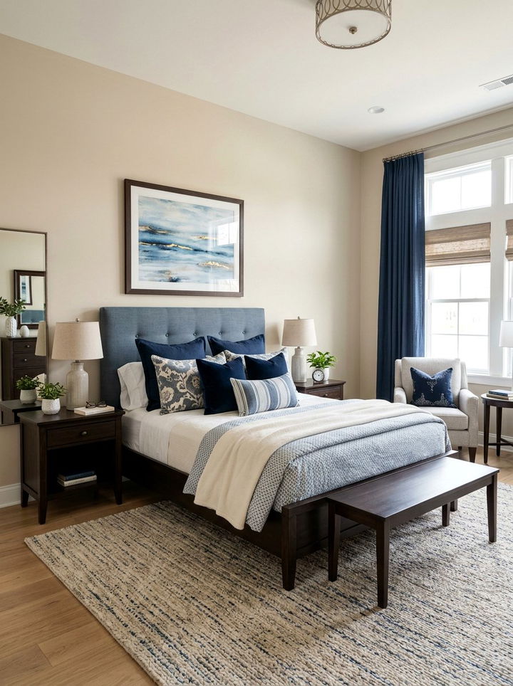 Transitional Blue Bedroom - 30 ocean blue bedroom ideas