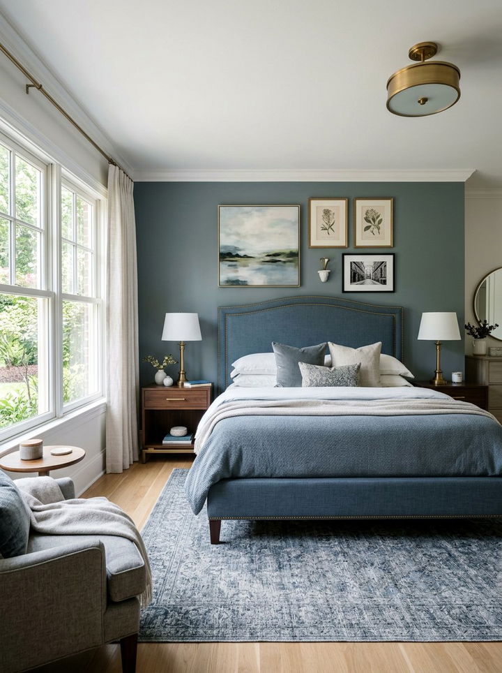 Transitional Blue Gray Bedroom - 30 blue gray bedroom ideas