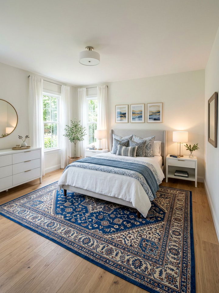 Transitional Blue White Bedroom - 30 cobalt and white bedroom ideas