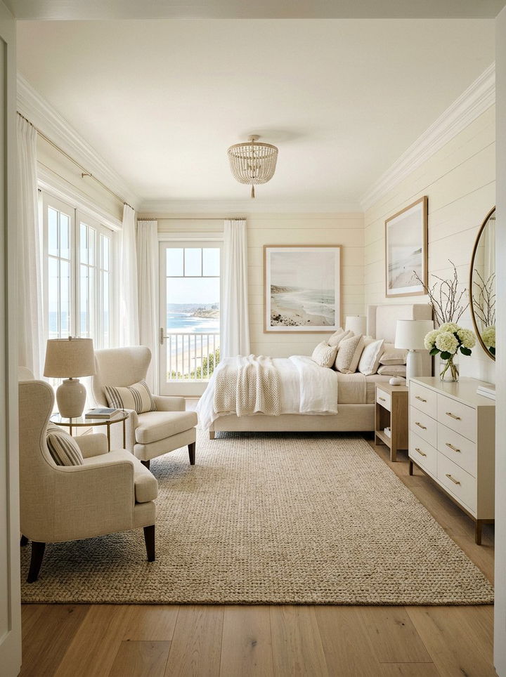 Transitional Coastal Cream Bedroom - 30 coastal cream bedroom ideas
