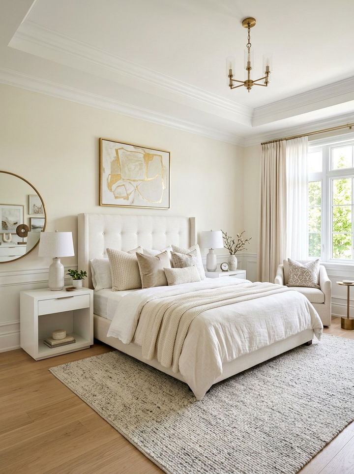 Transitional Cream White Bedroom - 30 cream and white bedroom ideas