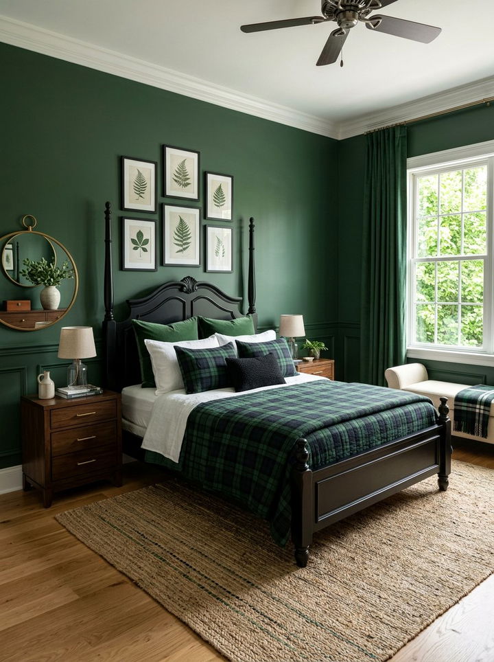 Transitional Green Black Bedroom - 30 forest green and black bedroom ideas