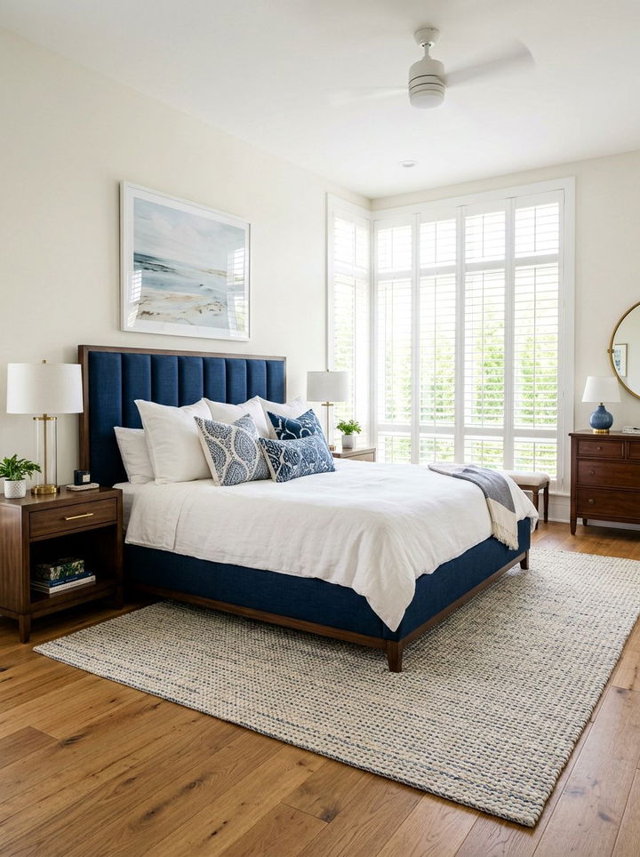 Transitional Navy Panel Bed - 30 bedroom panel beds