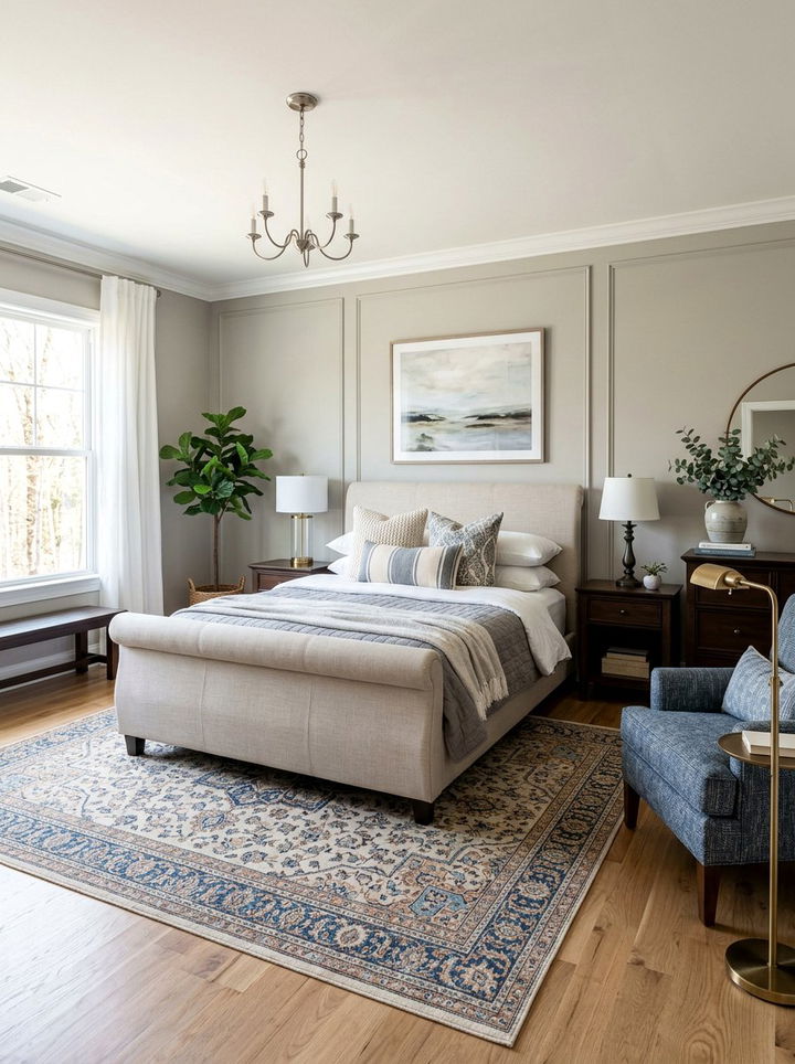 Transitional Sleigh Bed Space - 30 bedroom sleigh beds