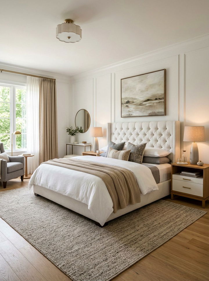 Transitional White Bedroom Design - 30 bedroom white walls