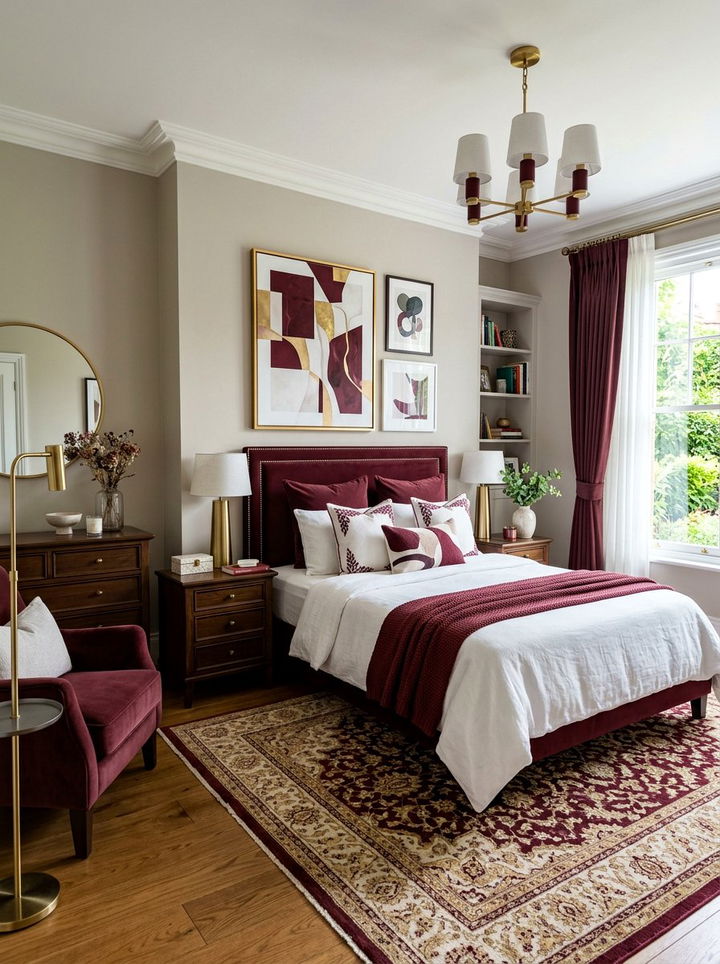 Transitional maroon bedroom - 30 maroon bedroom ideas