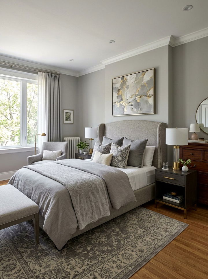 Transitional pebble gray bedroom - 30 pebble gray bedroom ideas