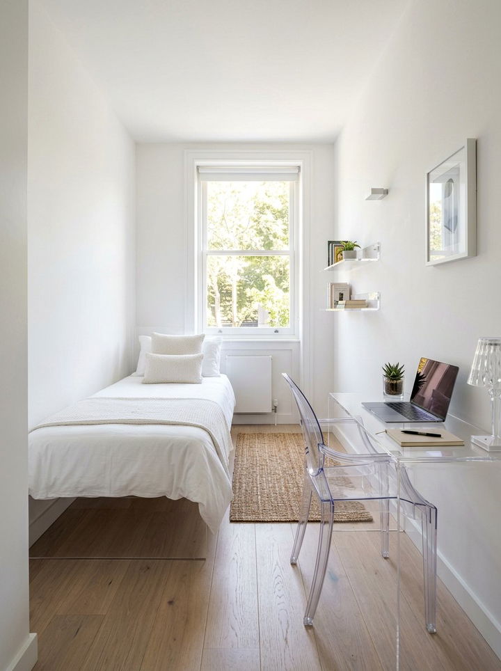 Transparent Acrylic Furniture - 30 narrow bedroom ideas