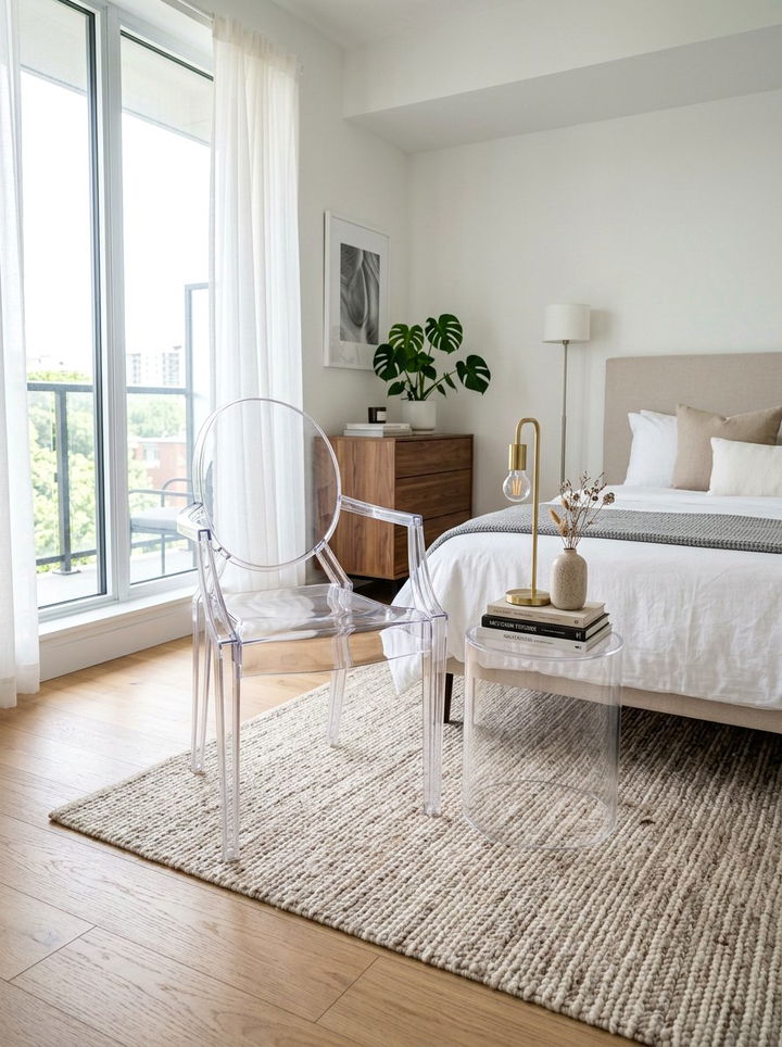 Transparent Acrylic Furniture - 30 bedroom small space solutions